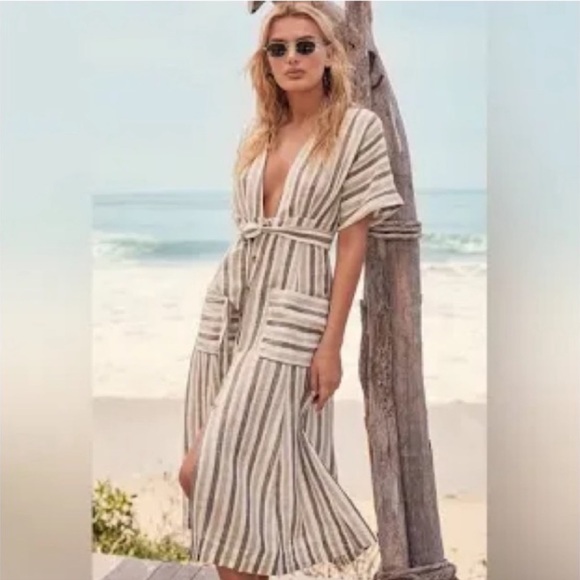 Free People Linen Stripe Dress - Picture 7 of 7